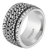 Кольцо ZIPPO, серебристое, с цепочным орнаментом, нержавеющая сталь, 1,2x0,25 см, диаметр 19,7 мм