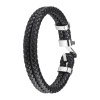 Браслет ZIPPO Steel Braided Leather Bracelet, чёрный, натуральная плетёная кожа/сталь, 20 см