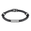 Браслет ZIPPO Three Charms Leather Bracelet, с шармами, чёрный, кожа/нержавеющая сталь, 22 см