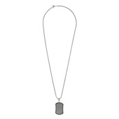 Подвеска ZIPPO Black Crystal Pendant Necklace, серебристо-чёрная, с цепочкой 60 см, сталь, 35 мм