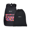 Рюкзак TORBER CLASS X, чёрный с орнаментом, 45 x 30 x 18 см + Мешок для сменной обуви в подарок!