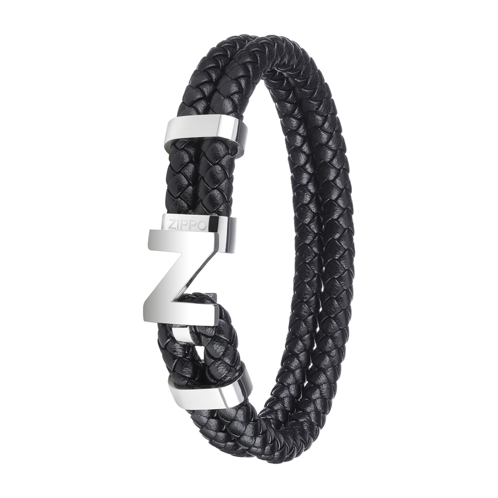 Браслет Steel Braided Leather Bracelet (22 см) ZIPPO 2007169