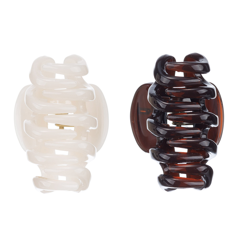 Мини заколка-краб 2 шт/ уп., цвет шоколадный/молочный DEWAL BEAUTY 3001BD