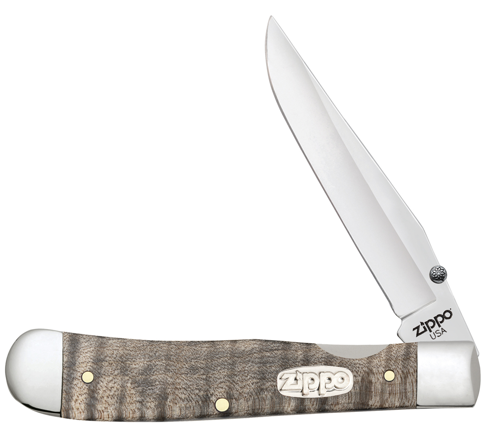 Нож перочинный Natural Curly Maple Wood Trapperlock + зажигалка 207 ZIPPO 50609_207