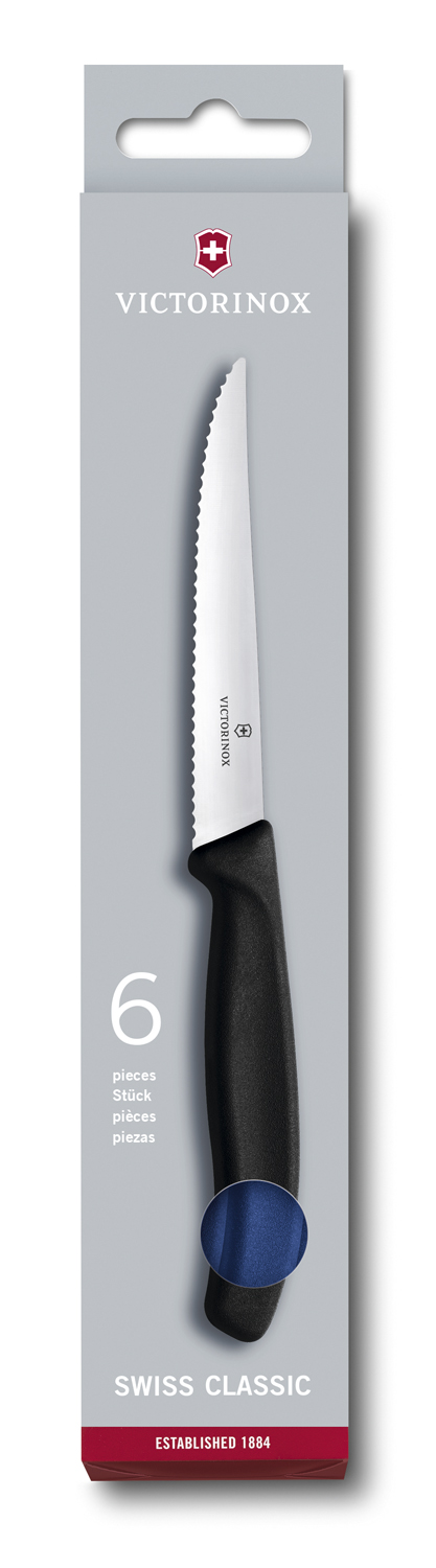 Набор из 6 ножей для стейков Swiss Classic 11 см, с серейторной заточкой VICTORINOX 6.7232.6