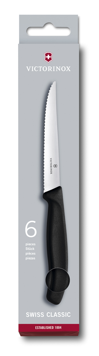 Набор из 6 ножей для стейков Swiss Classic 11 см, с серейторной заточкой VICTORINOX 6.7233.6
