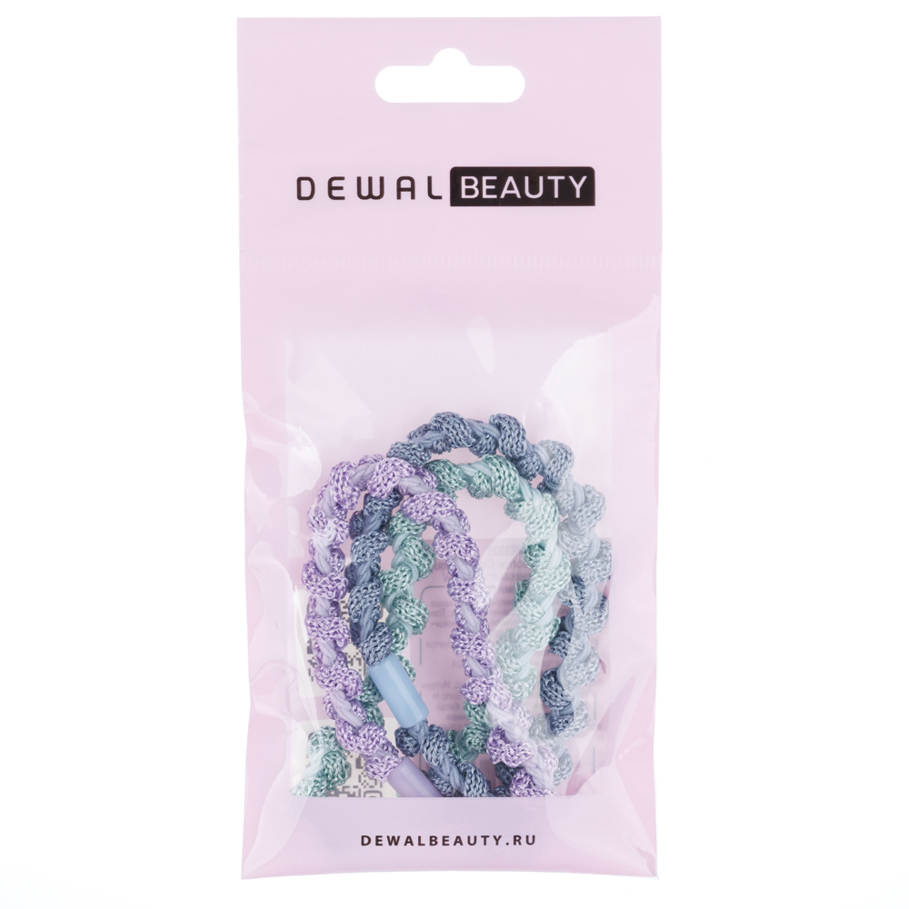 Резинки для волос, цвет сиреневый/мятный/серо-синий (3шт.)  DEWAL BEAUTY DBR3325