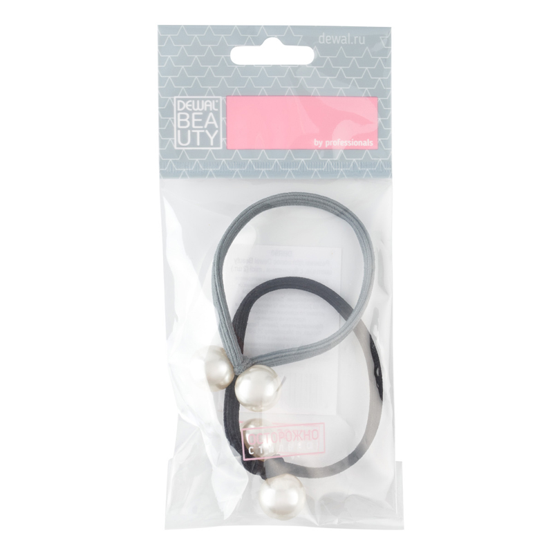 Резинки для волос цветные, с бусинками, midi (2 шт.) DEWAL BEAUTY DBR90