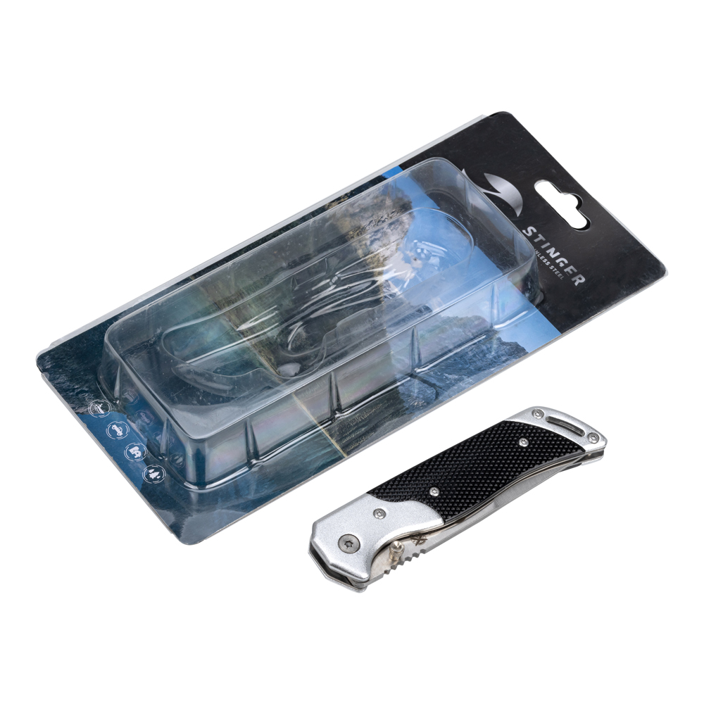 Нож складной 90 мм в блистере STINGER FB1201-SB