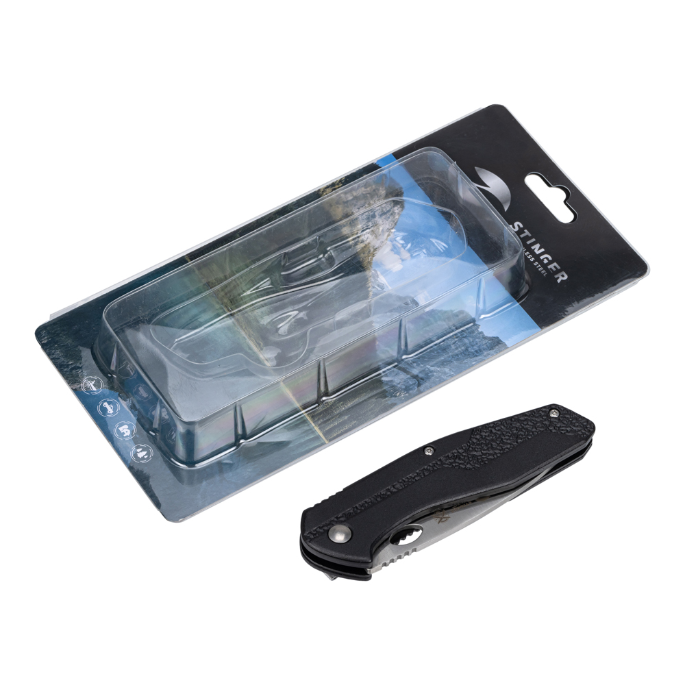 Нож складной 95 мм в блистере STINGER FB2023-SB