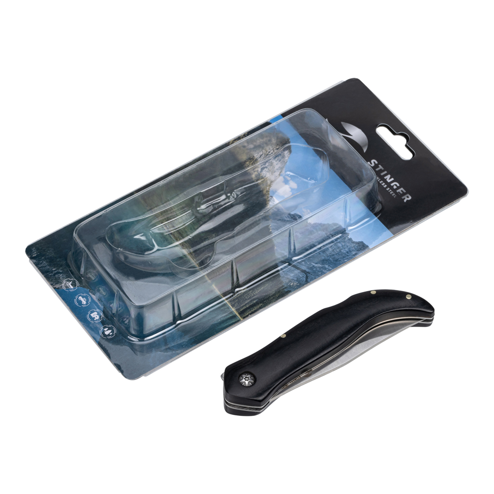 Нож складной 101 мм в блистере STINGER FB619B-SB