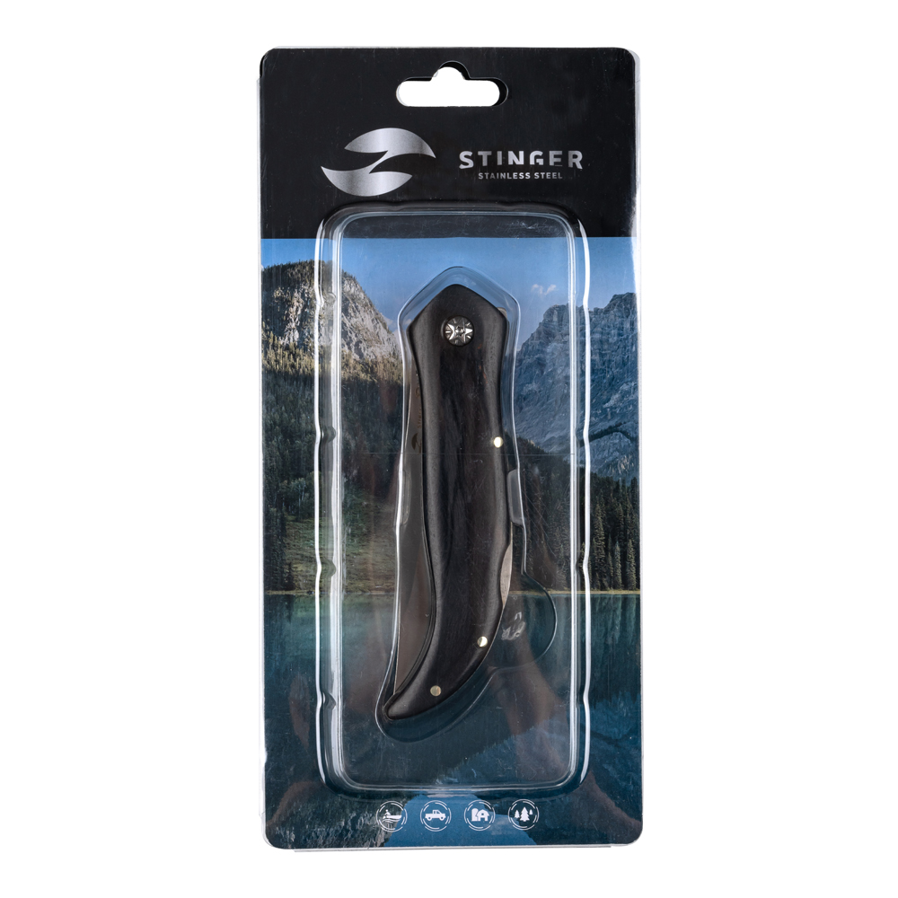 Нож складной 101 мм в блистере STINGER FB619B-SB