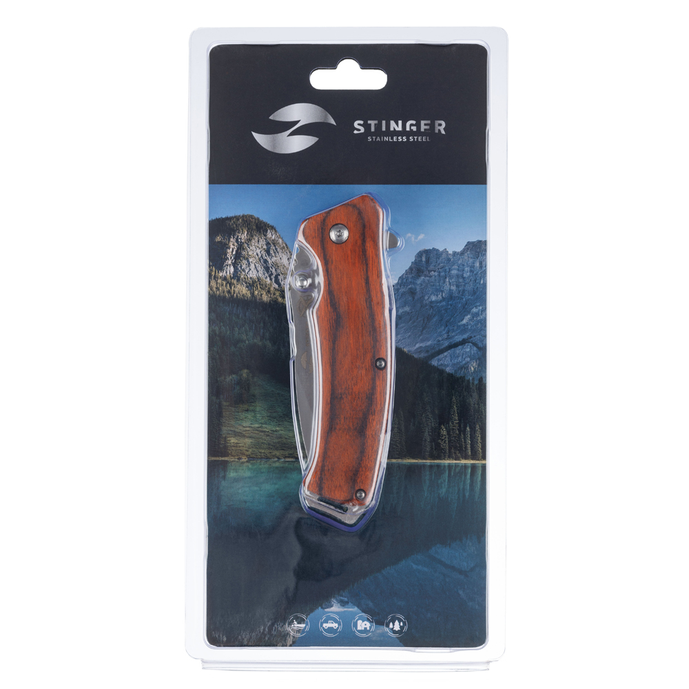 Нож складной 110 мм в блистере STINGER FK-1117RK-FB