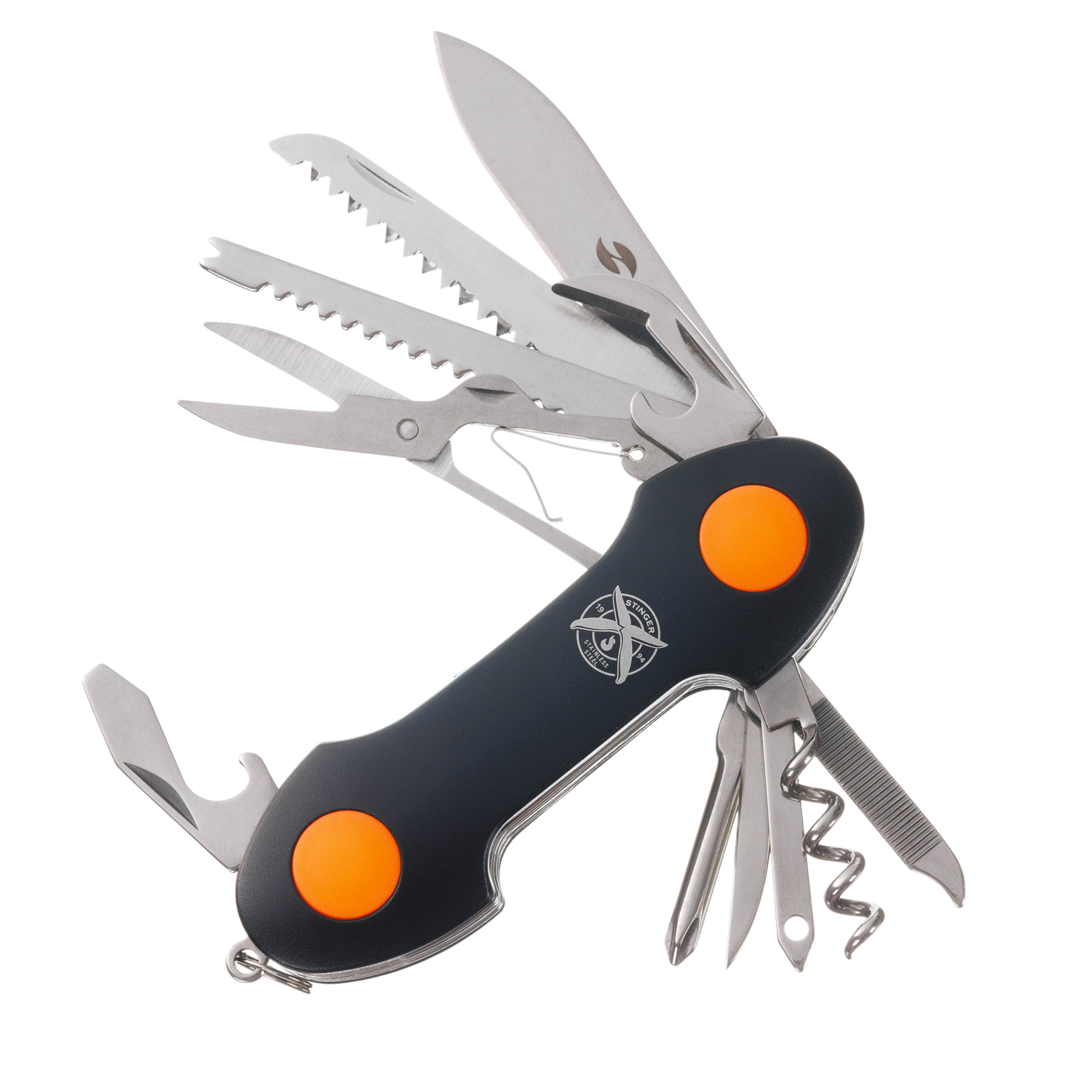 Нож перочинный 95 мм, 15 функций, в блистере STINGER FK-KF5011LG3B