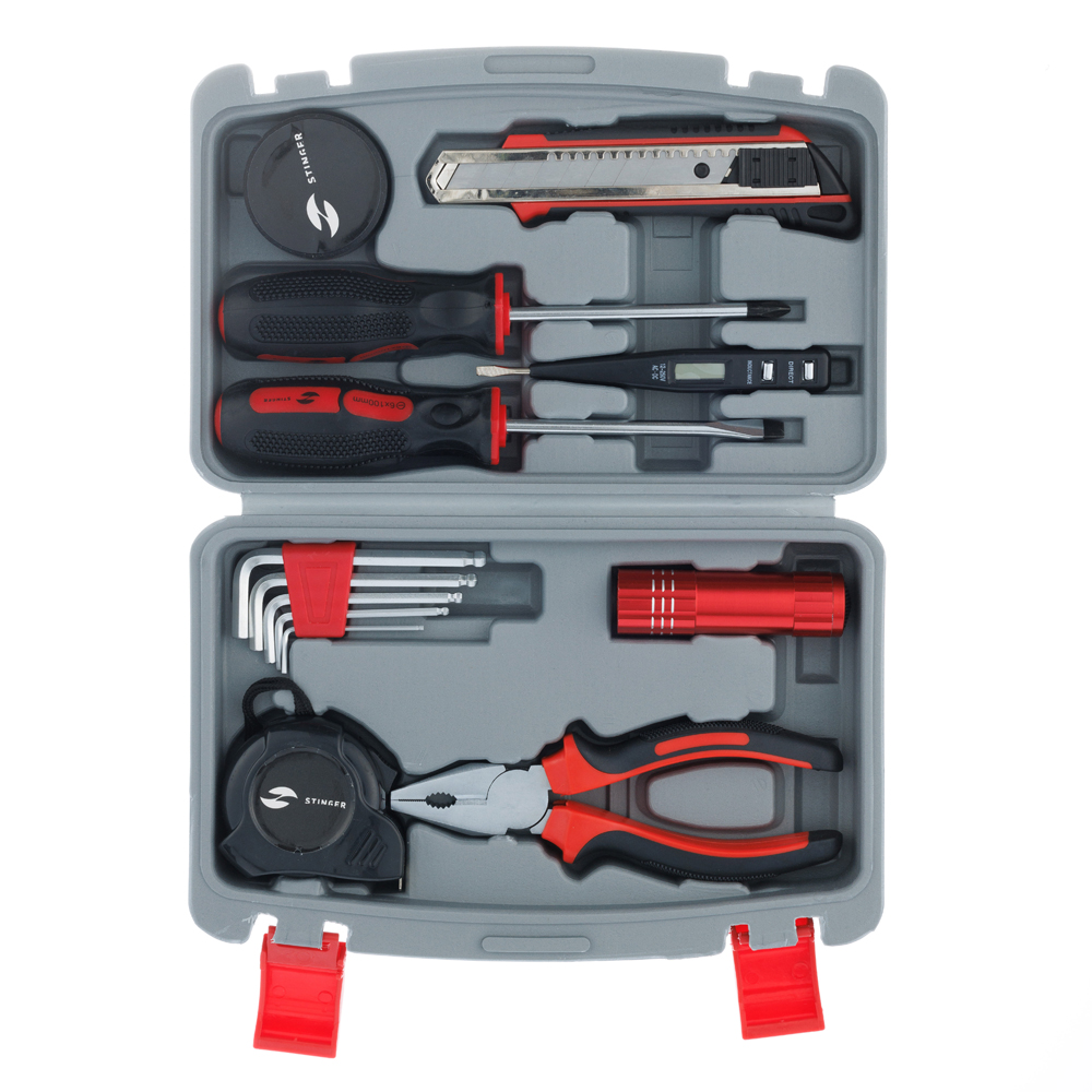 Набор инструментов (13 шт) в пластиковом кейсе STINGER NST128014