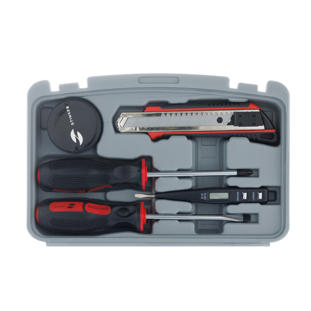 Набор инструментов (13 шт) в пластиковом кейсе STINGER NST128014