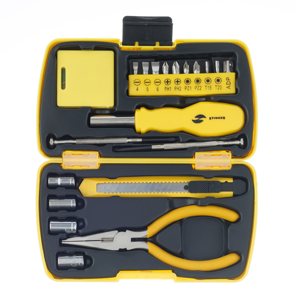 Набор инструментов (20 шт) в пластиковом кейсе STINGER NST128020