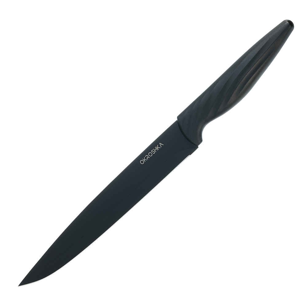 Нож филейный Crouton,черное лезвие,19,8 см OKROSHKA OK912P-B-FL
