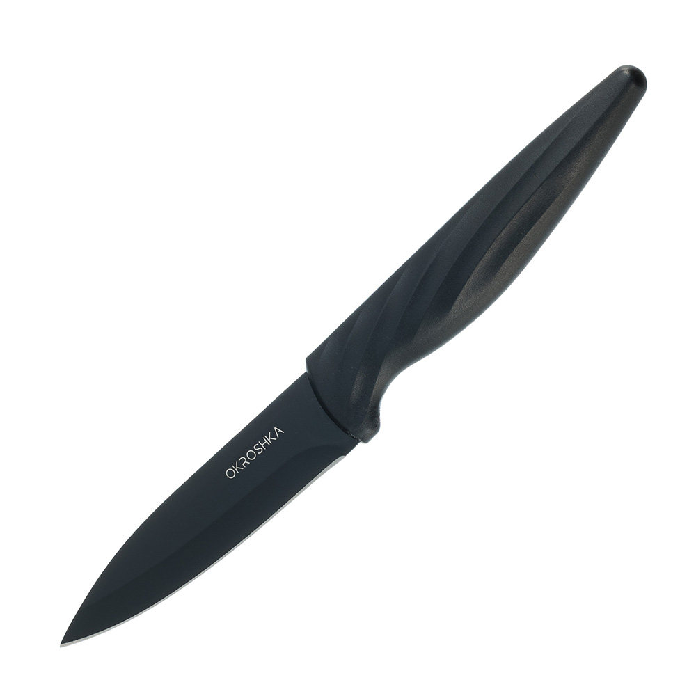 Нож для овощей Crouton, черное лезвие, 8,8 см OKROSHKA OK912P-B-VG
