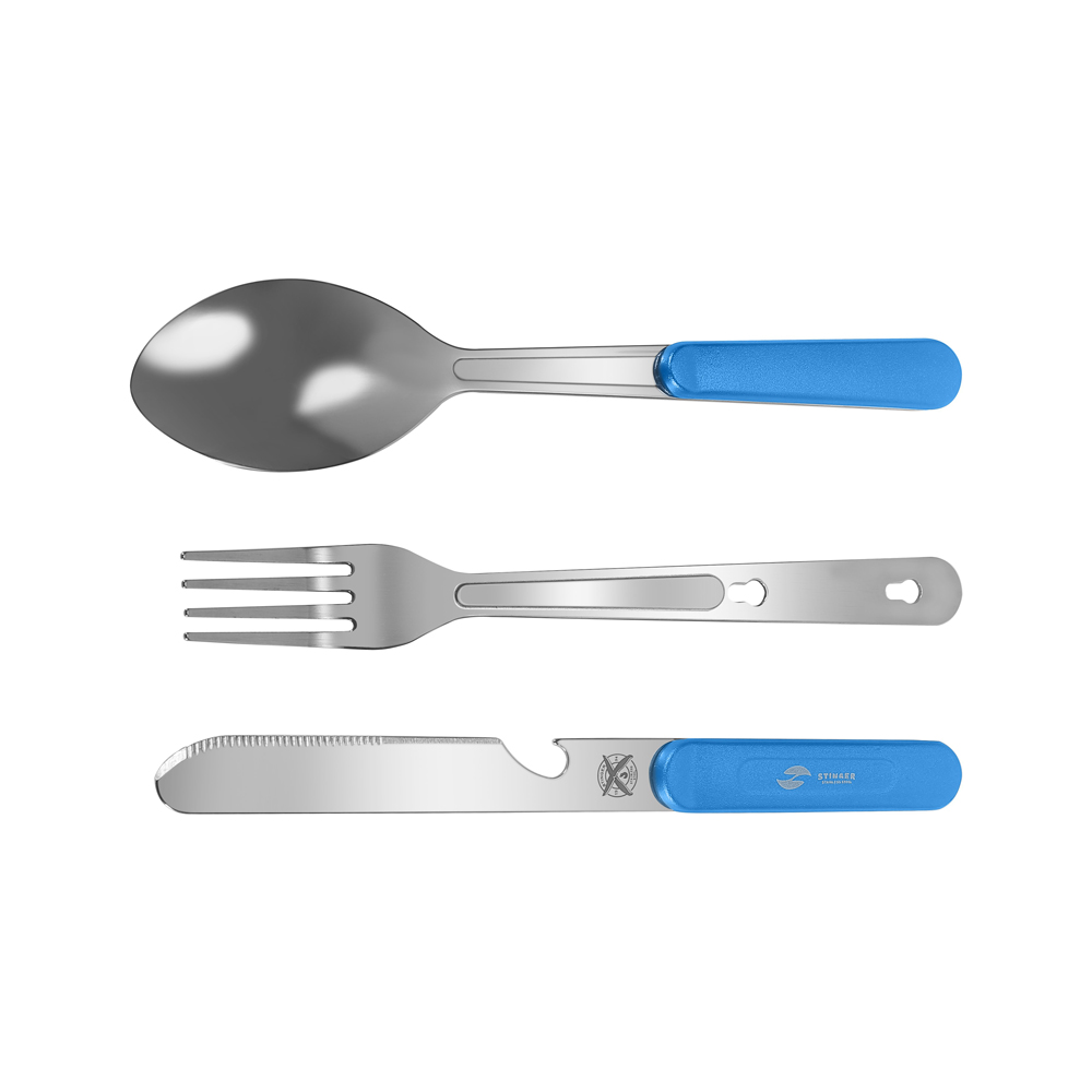 Набор столовых приборов для кемпинга STINGER SET-K703B-BLUE
