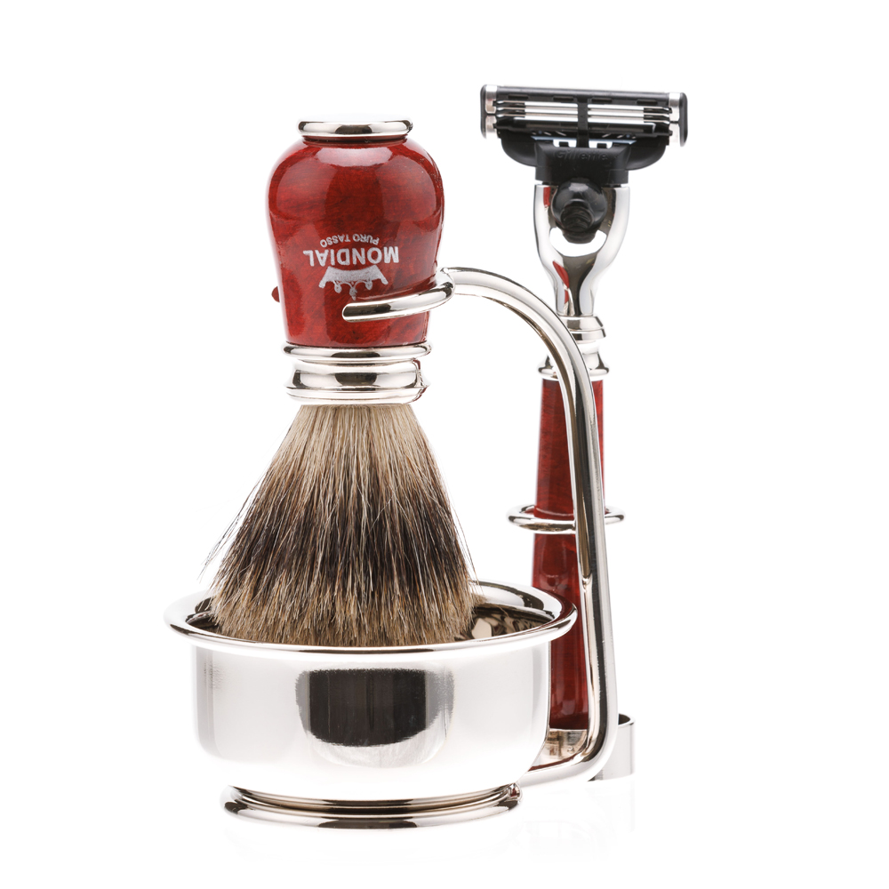 Бритвенный набор: станок, помазок, подставка, чаша MONDIAL ST-460-RMT