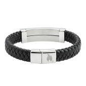 Браслет Steel Bar Braided Leather Bracelet (20 см) ZIPPO 2007174