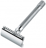 Станок Т- образный для бритья хромированный, с удлиненной ручкой, лезвие в комплекте (1 шт) MERKUR 9023001 